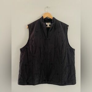 Talbots Black Textured Quilted Vest